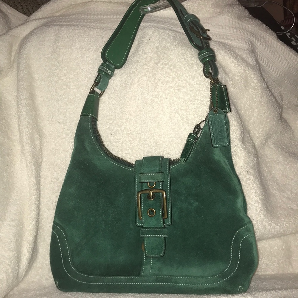 COACH Mini Green Suede Handbag